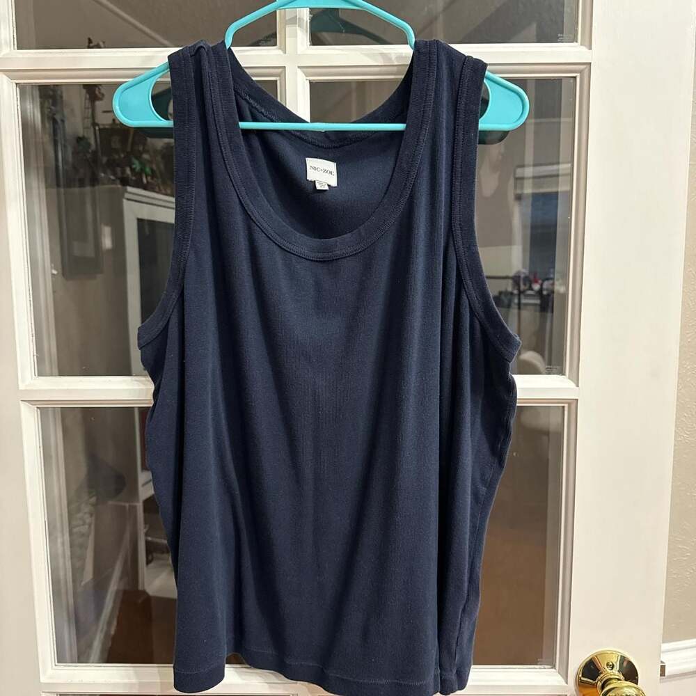 Nic+Zoe Navy Blue Ribbed Tank Top, Plus Size 3X, Essential Summer Vest